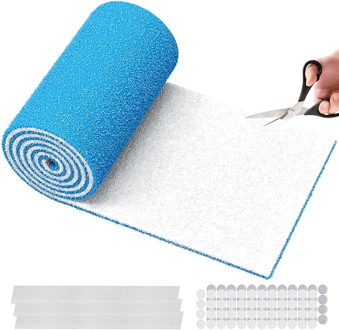 12" x 90" Air Vent Filters, with 48Pcs Adhesive Hook Tape, Cut to Size Air Filter Material HVAC Furnace Filters Kit MERV 8 Triple Vent Filter for Home Floor Register, Ceiling, Grilles