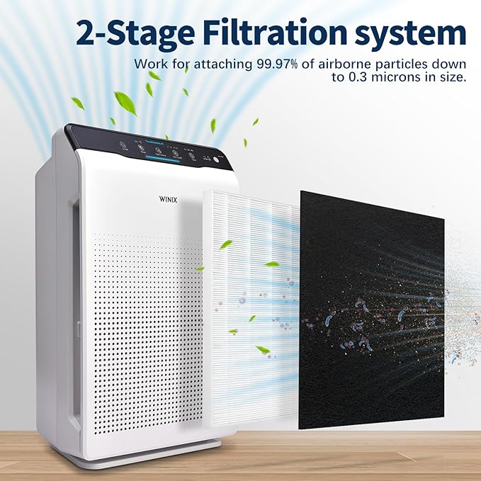 115115 HEPA Replacement Filter A for Winix Plasmawave Air Purifier C535 5300 5300-2 6300 6300-2 P300 AM90 C909 9800, 2 True HEPA Filters + 8 Carbon Pre-Filters
