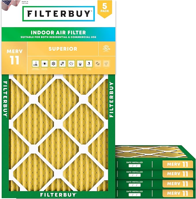 Filterbuy 24x36x1 Air Filter MERV 11 (MPR 1200) Allergen Defense Replacement (5-Pack), Electrostatic Pleated HVAC AC Furnace Filters, Made in USA (Actual Size: 23.50 x 35.50 x 0.75)
