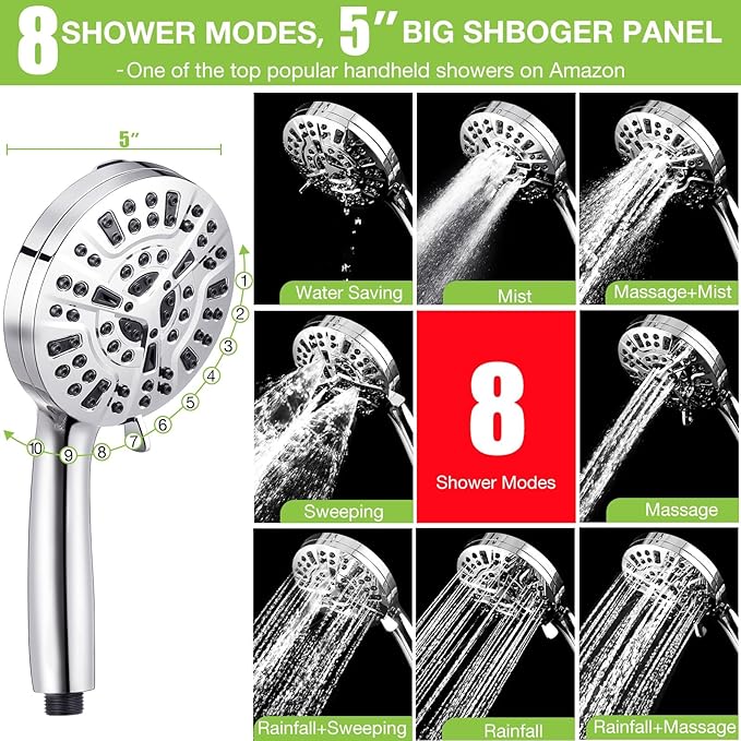 Filtered Shower Head Combo, Includes 20 Stage Shower Filter Head, High Pressure Handheld Spray Showerhead, 79" Extra Long Hose, Shower Arm Mount Holder, for Hard Well Water Chlorine, Chrome (HSF80)