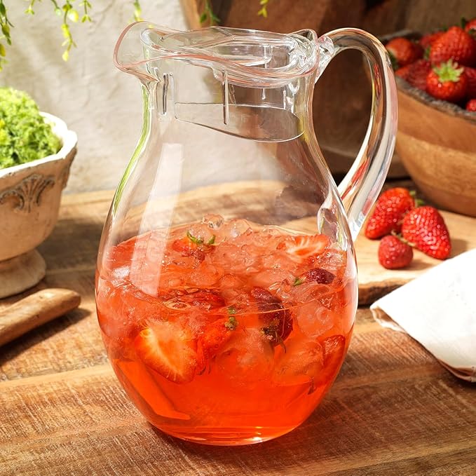 2-Pack Plastic Pitcher (72 oz), Clear Acrylic Water Pitcher with Lid, Fridge Jug, BPA-Free, Shatter-Proof, Great for Iced Tea, Sangria, Lemonade, Juice, Milk, and More
