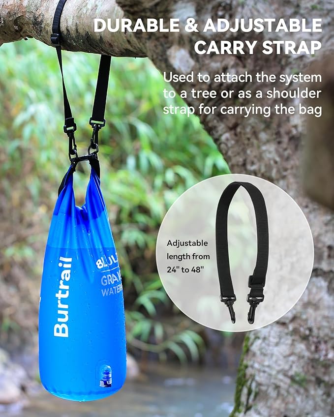 Ultra Gravity Water Bag, Compatible with Water Filter & Water Filtration System, Gravity Water Filter Bag for Camping Hiking Backpacking, Portable Foldable Hangable Design(8L/2Gal)