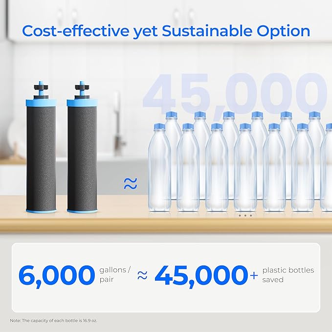 [Alkaline] Waterdrop Gravity-fed Water Filter System, Increase PH, Reduces Lead and up to 99% of Chlorine, with 2 Black Carbon Filters and Metal Spigot, King Tank Series, 2.25G