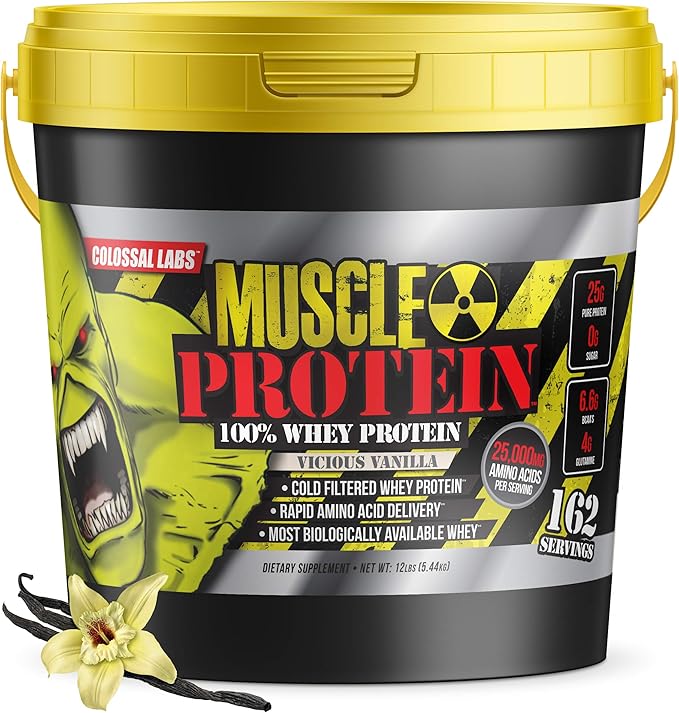 Whey Protein Blend [12 Pounds/Pack of 1]–Vicious Vanilla, Cold Filtered, 25g Pure Protein, 6.6g BCAAs/Serving(Packaging May Vary)