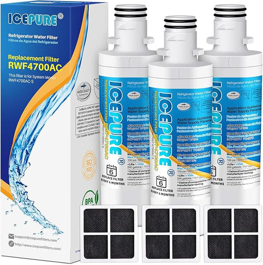 ICEPURE ADQ747935 Refrigerator Water Filter and Air Filter Replacement for LG ® LT1000P®,MDJ64844601, Kenmore Elite 9980, ADQ74793501 LT1000PC ® ADQ74793502, LMXS28626S, LFXS26973S, LT120F®, 3PACK