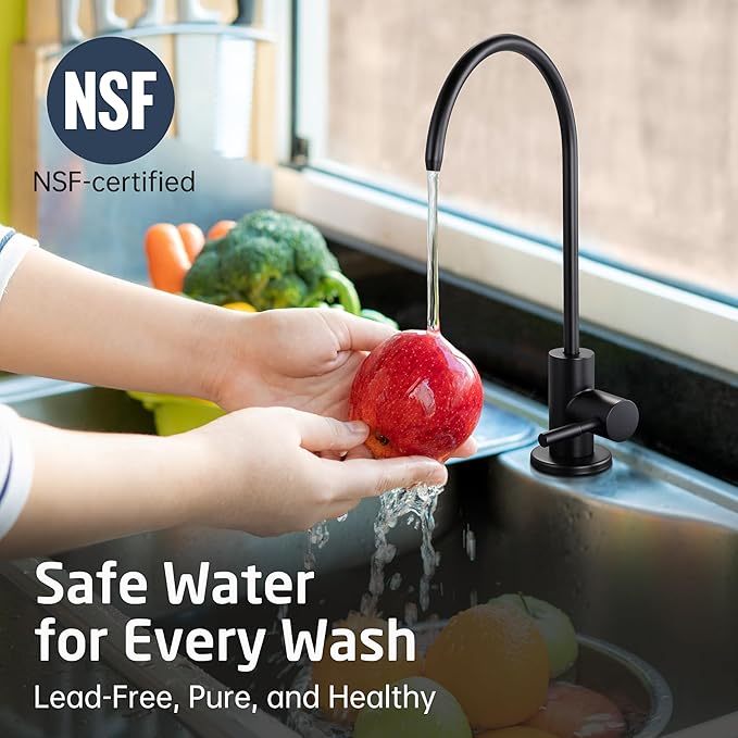 KES NSF Certified Reverse Osmosis Faucet Black RO Lead-Free Water Filter Faucet Drinking Water Faucets Kitchen Faucet 304 Stainless Steel, Z504CLFF18-BK