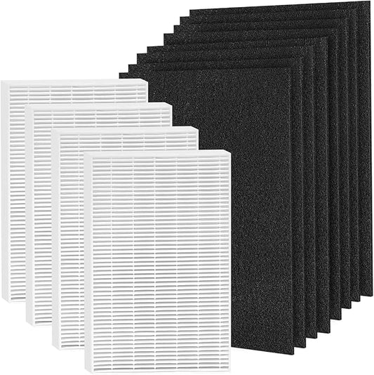 HPA100 HEPA Filter Replacement HRF-ARVP100 for Honeywell HPA100 Series Air Purifier, HPA094, HPA104, HPA105 HPA3100, HPA5100 Series, 4 HEPA R and 8 Precut Carbon Pre-Filters A