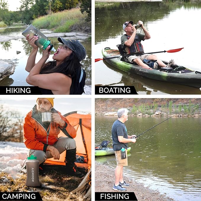 Gravity Water Filter Kit - HFM Carbon & Pre Filter, Portable Squeeze Pouch - Reliable Camping & Hiking