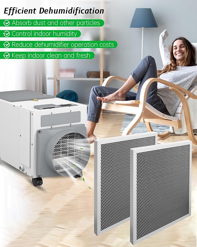 2PCS 5443 Dehumidifier Filter Fit for Whole-House Dehumidifiers Models 1830 1850 1852 and Ventilation Models 8191 8192 Replacement MERV 8 Filter 10"x12"x1"