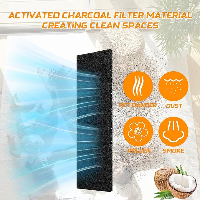 Pacify 10 PCS Ceiling Fan Filters for Blades, Activated Coconut Shell Carbon Fan Filters for Ceiling Fan Blades, Universal Fan Air Purifier Pad for Home Office Traps Household Contaminants (5)