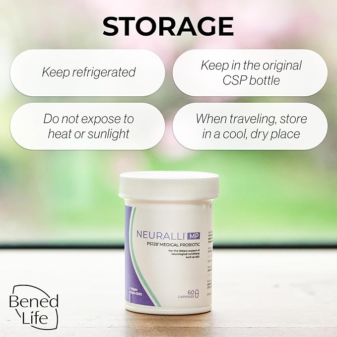 Bened Life Neuralli MP, Medical Food with PS128 for People with ASD and PD (90-Day Supply) - 3 Bottles (180 Capsules)