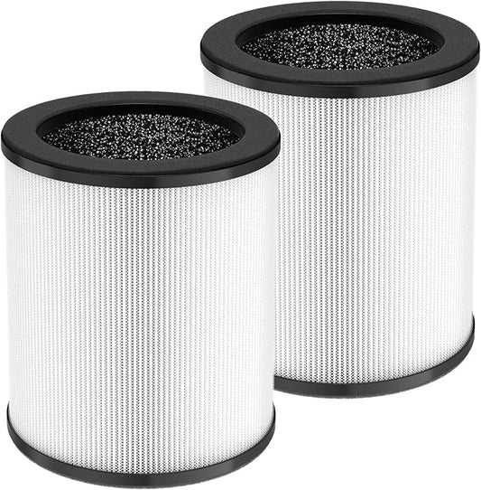 LINNIW KJ80 Replacement Filter Compatible with Druiap KJ80 Air Purifier, 360° Rotating 3-in-1 Filter of HEPA Filter, Activated Carbon and Pre-filter, 2 Pack