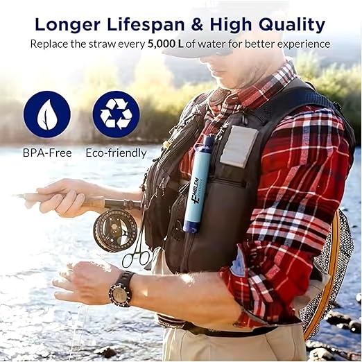 Portable Water Filter for Emergencies, Hiking, Camping, Travel, and Disaster Preparation (1 Pack)