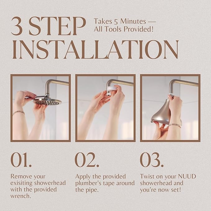 NUUD Filtered Shower Head | Removes Chlorine, Heavy Metals + Contaminants for Healthier Scalp, Skin & Hair | Protects Hair + Soothes Dry Skin | High Pressure Shower Head Filter | Black