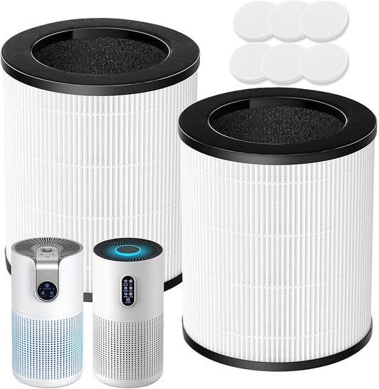 B-D03 Replacement Filter Compatible with MOOKA B-D03 & M03 Air Purifier, 3-in-1 Filtration System H13 True Filter, High-Efficiency Activated Carbon Filter & Pre-filter, 2 Pack
