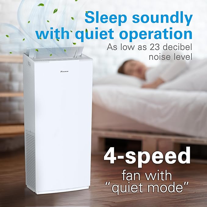 Daikin MCKB70YSAU Room Air Purifier for Home, HEPA, Activated Carbon, Pre-Filter and UVC LED Light, Zero Ozone Product, CARB Certified, 12.5 x 12.5 x 30 in