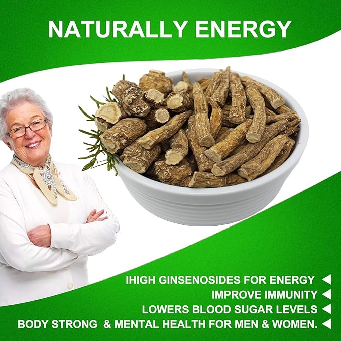 Wisconsin American Ginseng, American Wisconsin Ginsengss Slices Root 西洋参/花旗参 Energy for Men & Women Ginseng in Soup, Tea Smoothies Large Root 4 Ounce Box