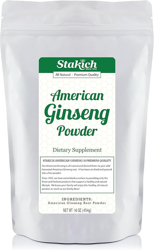 Stakich American Ginseng Root Powder - 1 Pound - Pure (1 Pound)