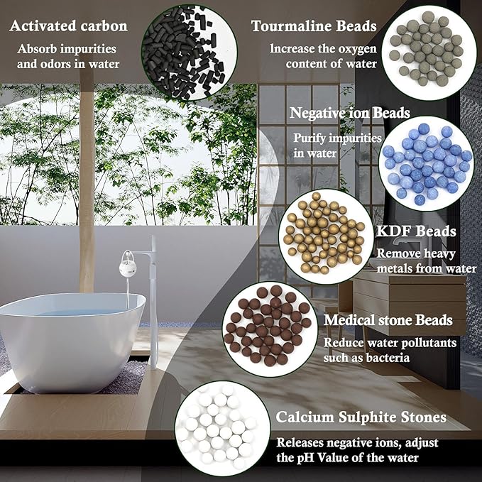 AWO 3 PACK Replacement Bathtub Water Filter Cartridge for Tub Compatible with Crystal Quest Bath Ball Cartridge,Multi Stage Filter for Softer Skin & Hair Reduces Chlorine & Harmful Substance