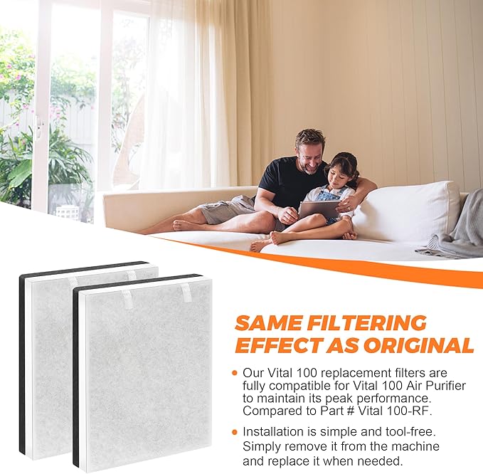 Vital 100 Vital 100-RF True Replacement Filter 2Pack by Blutoget - Fit for LEVOIT Vital 100 Air Purifier, 3-in-1 H13 and High-Efficiency Activated Carbon Filtration System - Replace Vital 100-RF