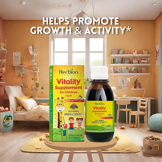 HERBION Naturals Vitality Supplement for Children, Promotes Growth and Appetite, Relieves Fatigue, Improves Mental & Physical Performance, for Kids 1 Year & Above, 5 Fl Oz (Pack of 3)