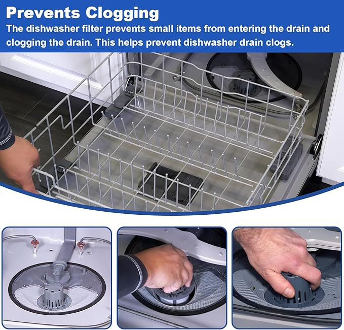 WD49X24057 Dishwasher Ultra Fine Filter Kit-Dishwasher Filter Replacement- Replacement Parts: WD12X10416, WD12X20107, WD12X21976, WD12X22560, WD12X23736, WD12X20340, WD12X21676, WD12X20549