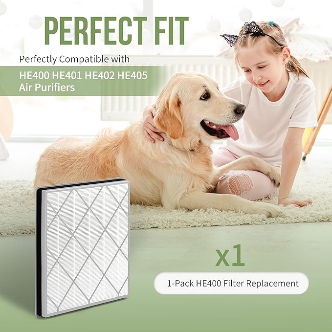 HE401 Filter Replacement for Shark Air Puri-fier 4 Filter Replacement, Compatible with Shark Air Puri-fier 4 HE400 HE401 HE402 HE405, 1-Pack Main Filter with Advanced Odor Lock