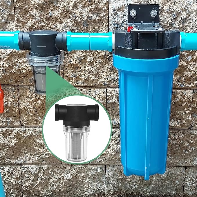 3-Pack Water Pump Strainer with 100 Mesh Stainless Steel Filter Screen, 3/4" Inch Female NPT in-line Strainer for Garden Hose Outdoor RV Water Tank Pressure Washer [Black]