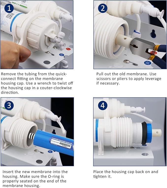 Membrane Solutions 36 GPD Reverse Osmosis Membrane, 11.75 inch x 1.75 inch RO Membrane Replacement for Under Sink Home Drinking RO Water Purifier System