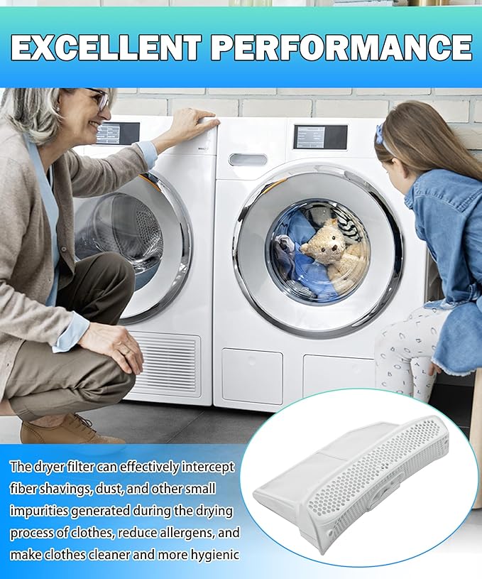 00752387 Dryer Fluff Filter Assembly Compatible With Bosch Dryer, Dryer Lint Screen Replaces 00753637, 752387, 753637 AP5984732 PS11724770