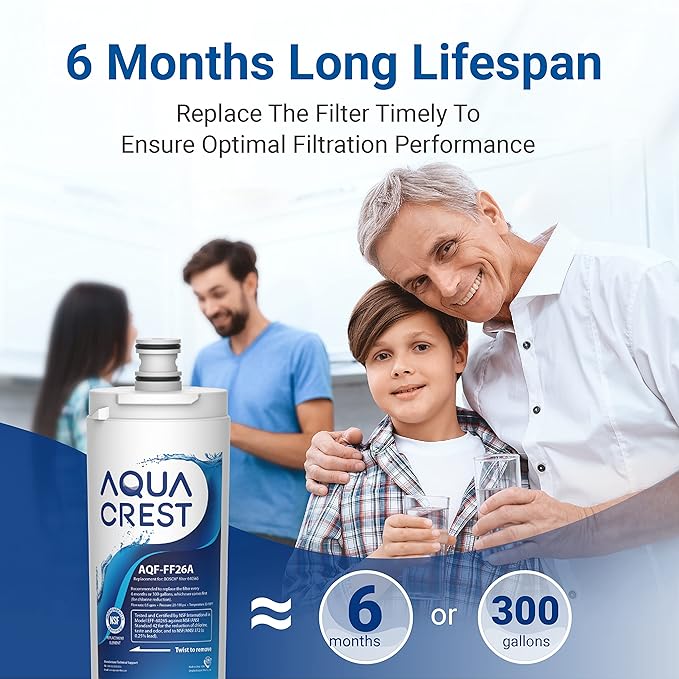 AQUA CREST Replacement 640565 Refrigerator Water Filter, Compatible with Bosch 640565, EVOLFLTR10 AP3961137, 3M Cuno CS-52, Whirlpool WHKF-R-PLUS, Pack of 3