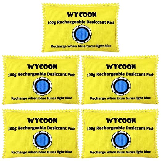 100g Rechargeable Desiccant Pack of 5, Moisture absorbers Bag, Desiccant Dehumidifier bag, Dehumidifier for Home Closets,Gun Safe, and Cars