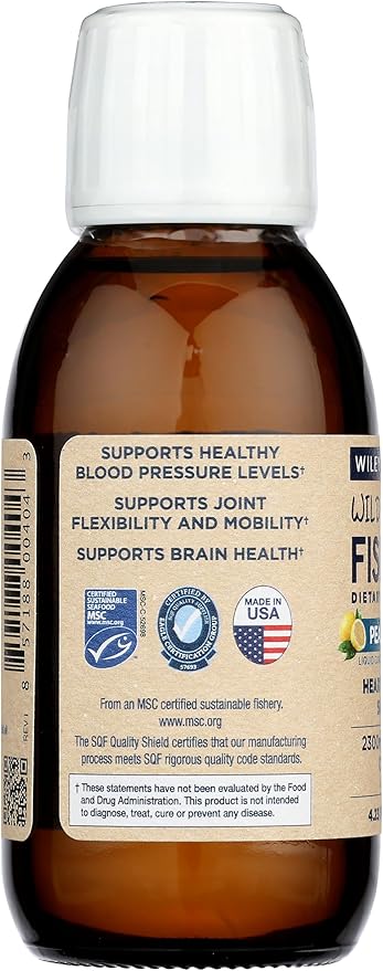 Wiley’s Finest Wild Alaskan Fish Oil Peak Omega-3 Liquid Supplement - 2300mg EPA and DHA Omega-3s - Lemon Flavor - 4.23 Oz (25 Servings)