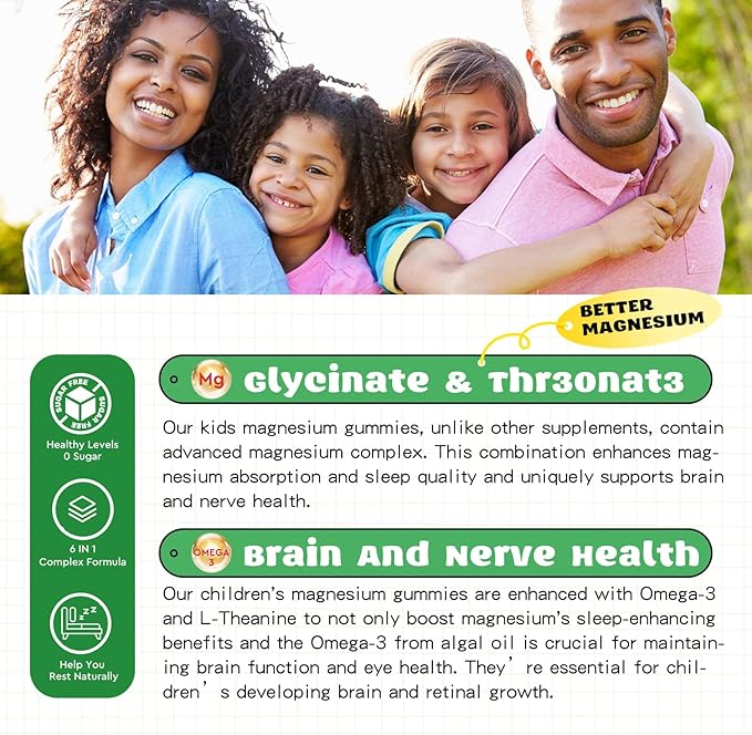 Magnesium Complex Gummies- Calm Chewable Gummies for Kids & Adults- Magnesium Glycinate Supplement-w/Omega-3, Vitamin B6, D3- Support Calm Stress Relief, Bones, Mood, Strawberry Flavor