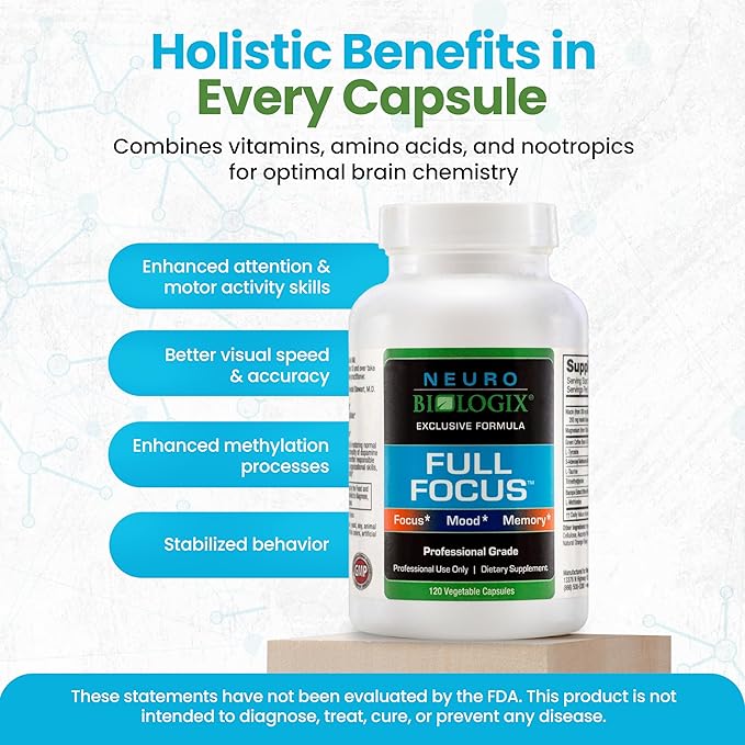 Full Focus™ 120 Capsules – Comprehensive Brain Supplement for Optimal Cognition, Brain Focus and Memory – Brain Support Supplement to Promote Enhanced Mood, Relaxation, Dopamine Balance and More