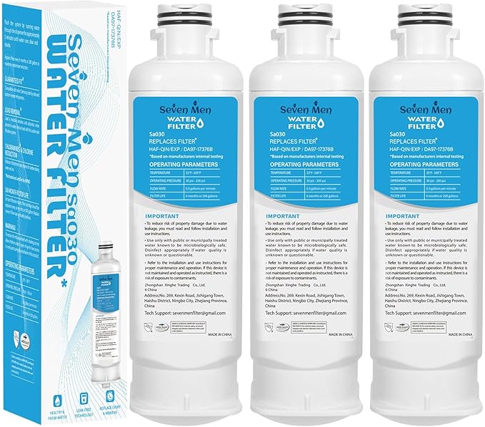 DA97-17376B Water Filter for Sam&sung Haf-qin/exp, Rf28t5001sr, Da97-08006c, Rs27t5200sr, Rf28r7351sg, Rf24r7201sr, Rf27t5201sr, 3Pack.