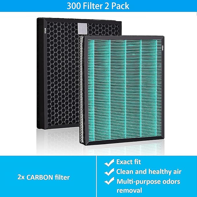 for Coway Airmega 300S Air Purifier Replacement Filter Smart Technology - Compatible with Laukowind 300 / Max 2 True Filters, Activated Carbon 2-in-1 Filter, Part NO.3111635