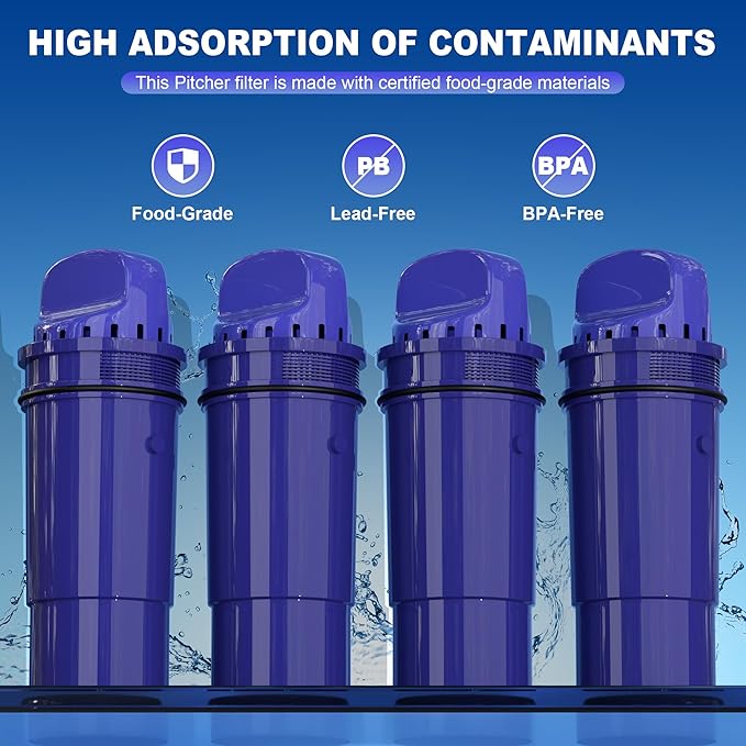 Water Filter Replacement for PUR Pitchers & Dispensers, CRF-950Z, PPF900Z, PPF951K, 4-in-1 Filter System, Reduce Chlorine, PFOA and PFOS, Odor, 4 Pack,by NUTTUTO