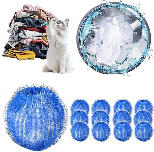 Pet Hair Remover for Laundry & Dryer Sheets Pet Hair Remover - 12PC Reusable Balls & Lint Catcher for Washing Machine, Stops Dog Cat Hair (1)