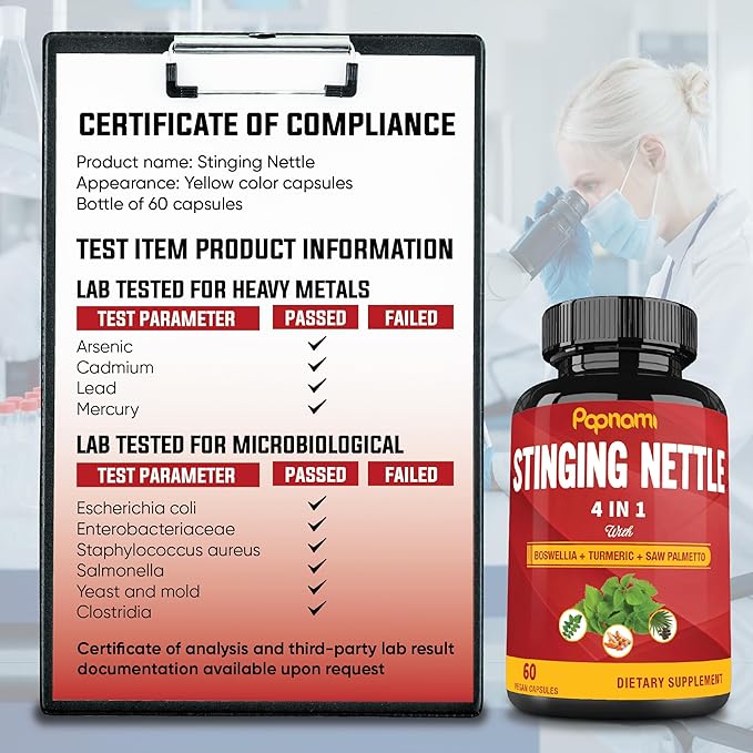Stinging Nettle Extract Capsules with Boswellia, Turmeric & Saw Palmetto - 2 Month Supply for Joint, Body Management, Skin, Hair & Immunity