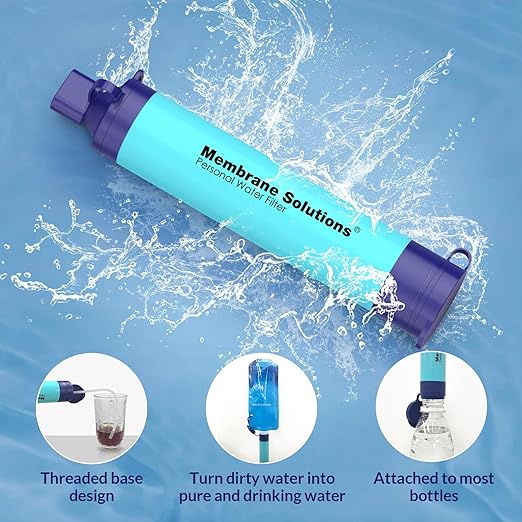 Membrane Solutions 4Pack Water Filter Straw with A Storage Case, Water Filter Cover, Portable Personal Water Purifier Straw Protective Carrying Bag, for Travel Survival Emergency Preparedness