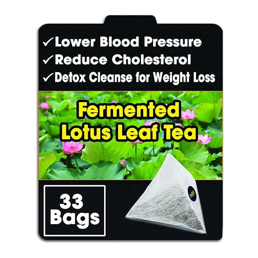 Fermented Lotus Leaf Tea Bags – Lower Blood Pressure, Reduce Cholesterol, Detox Cleanse – Flavor Balance of Nectar & Meatiness - Herbal Loose Leaf Tea