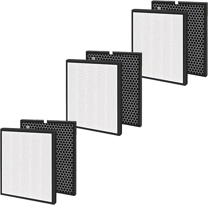 Nispira LV-PUR131 Filter Replacement for Levoit Air Purifier LV-PUR131 3-in-1 HEPA Carbon, 3 Packs