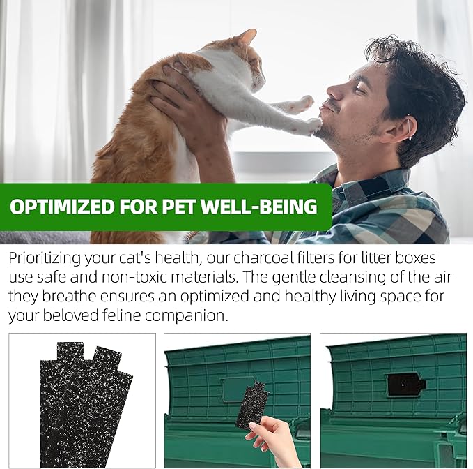 (12-Pack, Black) Cat Litter Box Replacement Filters Compatible with Pet Zone Semi, Carbon Cotton Filters for Automatic Cat Litter Box Absorbing Odors Control Damp from Pets