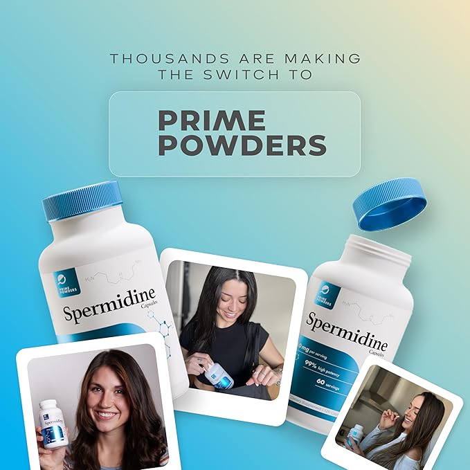 Spermidine Capsules 𝗚𝗟𝗨𝗧𝗘𝗡 𝗙𝗥𝗘𝗘 99% Concentration 100x More Potent Than Wheat Germ Extract for Anti-Aging DNA Telomere Support