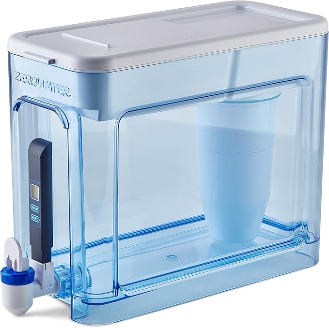 ZeroWater 32-Cup Ready-Read 5-Stage Water Filter Dispenser with Instant Read Out - 0 TDS for Improved Tap Water Taste - IAPMO Certified to Reduce Lead, Chromium, and PFOA/PFOS