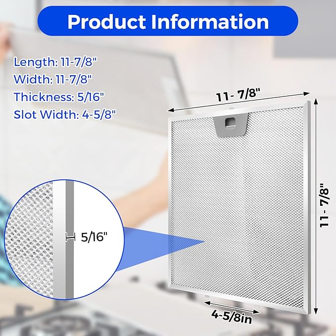 WB02X24872 Range Hood Grease Filter Replacement - 2 Pack, Fits 11 7/8 x 11 7/8 x 3/8 Inch Vent Hoods