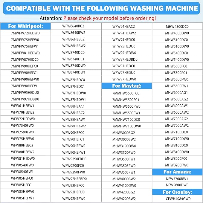WPW10605427 W10425238 Washer Drain Pump Compatible with Whirlpool Duet Drain Pump Maytag Amana Crosley Washing Machine Replacement Parts W10605427 W10799064 W10799065 W10903216 W10918044 AP6023357
