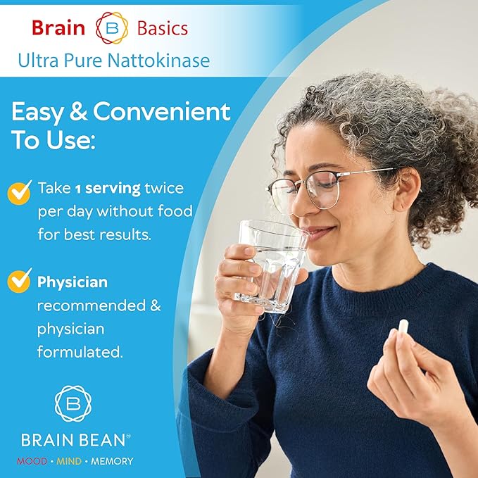 Brain Basic Ultra-Pure Nattokinase 5000 FU – 120 Capsules - Natural Blood Circulation Support with Highest Potency Available – Non-GMO, Vegan, Gluten Free