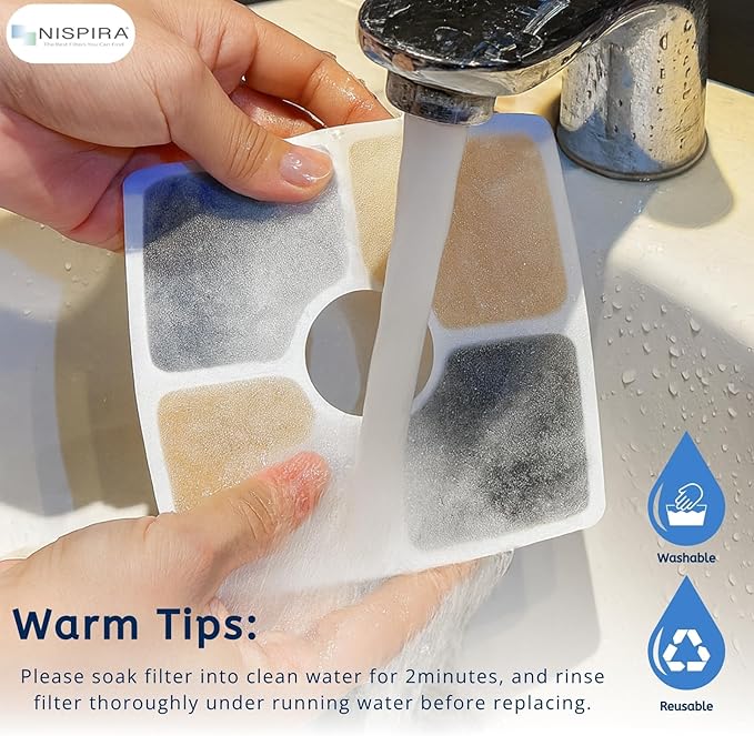 NISPIRA Triple Filtration Charcoal Water Filter Replacements for Veken 84oz/2.5L Pet Cat Dog Water Fountain, 6 Pack